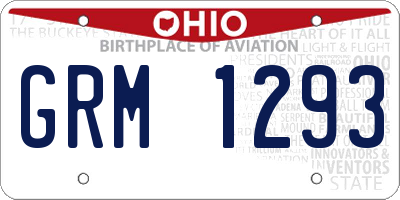 OH license plate GRM1293