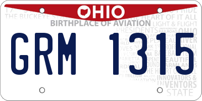 OH license plate GRM1315