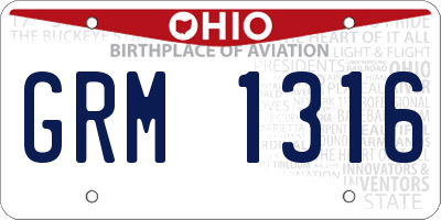 OH license plate GRM1316