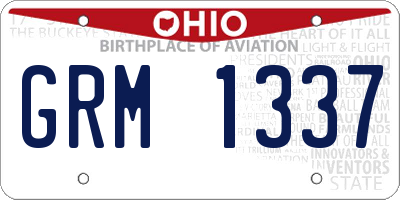 OH license plate GRM1337