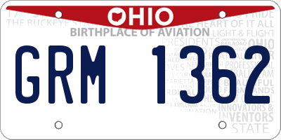 OH license plate GRM1362