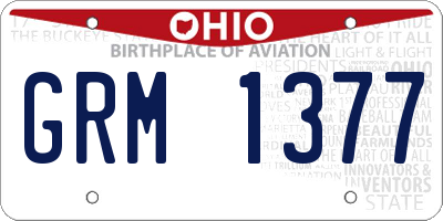 OH license plate GRM1377