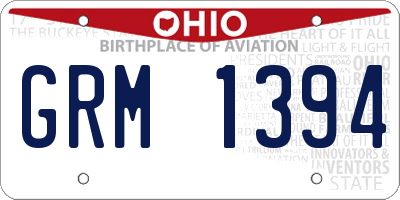 OH license plate GRM1394