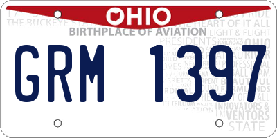 OH license plate GRM1397