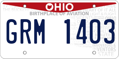OH license plate GRM1403