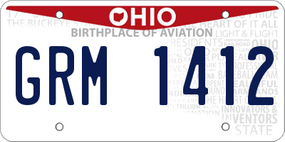 OH license plate GRM1412