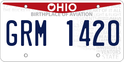 OH license plate GRM1420