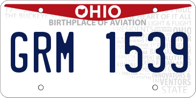 OH license plate GRM1539