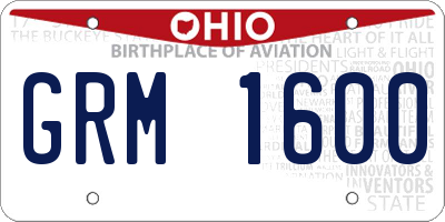 OH license plate GRM1600