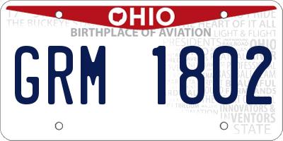 OH license plate GRM1802