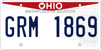 OH license plate GRM1869
