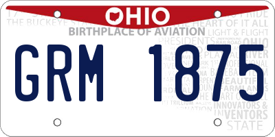 OH license plate GRM1875
