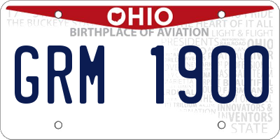 OH license plate GRM1900
