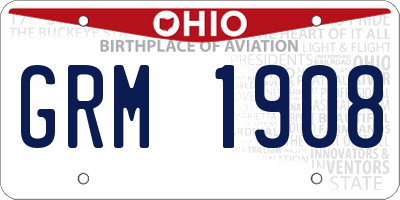 OH license plate GRM1908