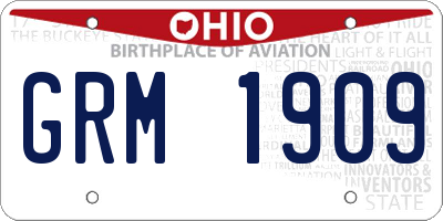 OH license plate GRM1909