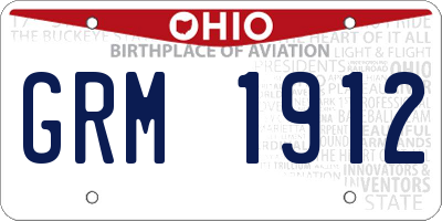 OH license plate GRM1912