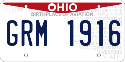 OH license plate GRM1916