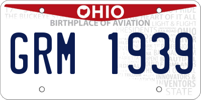 OH license plate GRM1939