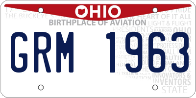 OH license plate GRM1963