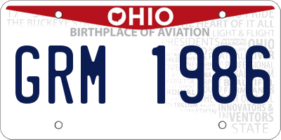 OH license plate GRM1986