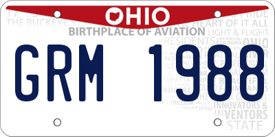 OH license plate GRM1988
