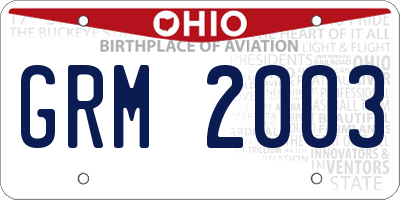 OH license plate GRM2003