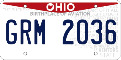 OH license plate GRM2036