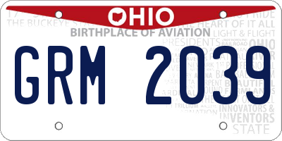OH license plate GRM2039