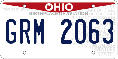 OH license plate GRM2063