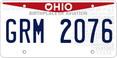 OH license plate GRM2076
