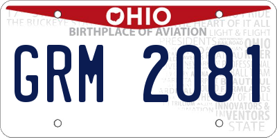 OH license plate GRM2081