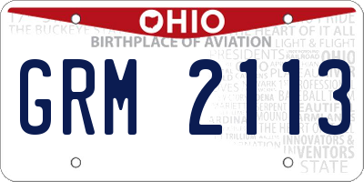 OH license plate GRM2113