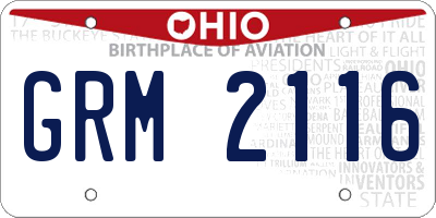 OH license plate GRM2116