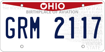 OH license plate GRM2117