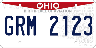 OH license plate GRM2123