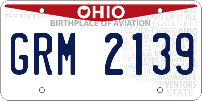 OH license plate GRM2139