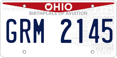 OH license plate GRM2145
