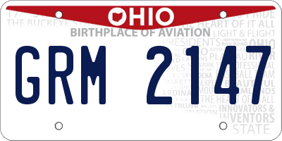 OH license plate GRM2147