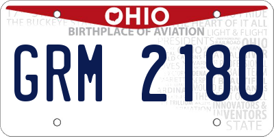 OH license plate GRM2180