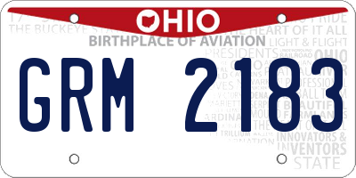 OH license plate GRM2183