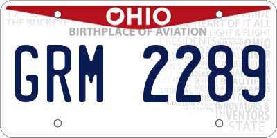 OH license plate GRM2289