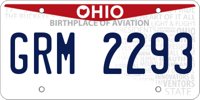 OH license plate GRM2293