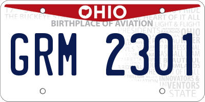 OH license plate GRM2301