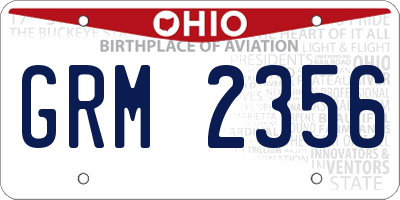 OH license plate GRM2356