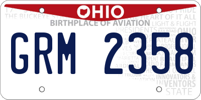 OH license plate GRM2358