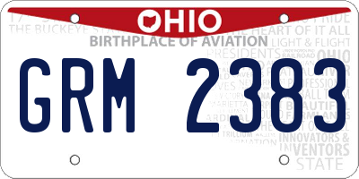 OH license plate GRM2383