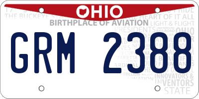 OH license plate GRM2388