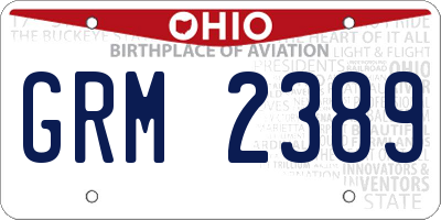 OH license plate GRM2389