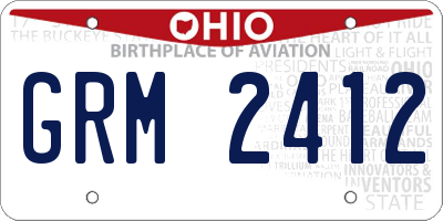 OH license plate GRM2412