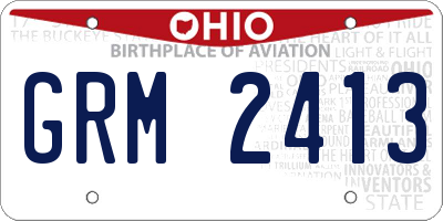 OH license plate GRM2413